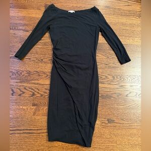 James Perse Classic Black Scrunched Dress